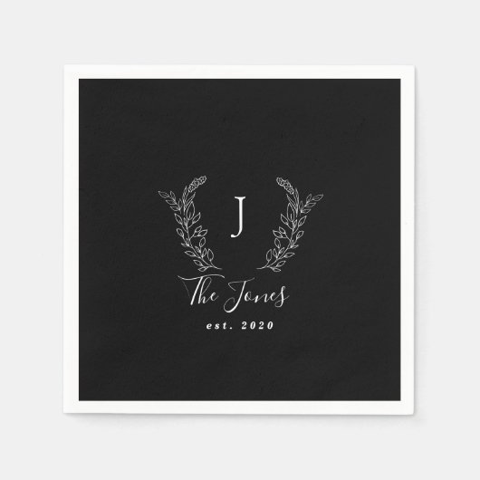 Name des Monogramms, elegant personalisiert Serviette (Vorderseite)