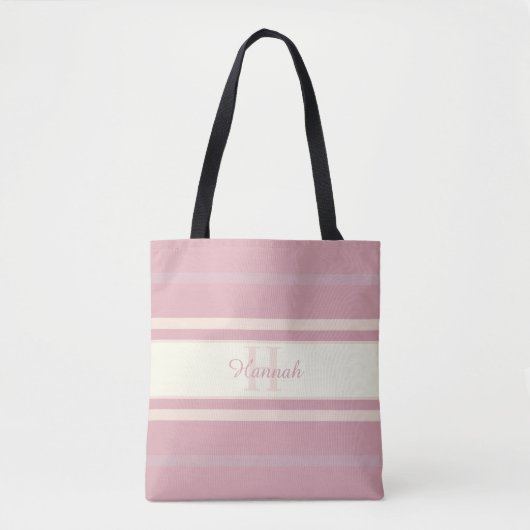Name des Monogramms elegant Rosa Tasche (Vorderseite)