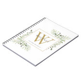 Name des Monogramms "Elegant Watercolor Greenerity Notizblock (Linke Seite)