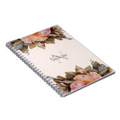 Name des Monogramms Floral Pink Notizblock (Rechte Seite)