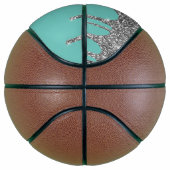 Name des Monogramms für aquamarine Silver Glitzer- Basketball (Rechts)