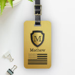 Name des Monogramms für das Black Gold Shield USA Gepäckanhänger<br><div class="desc">Fügen Sie Ihren Namen und Monogramm hinzu,  um Ihr eigenes einzigartiges Produkt zu machen.</div>