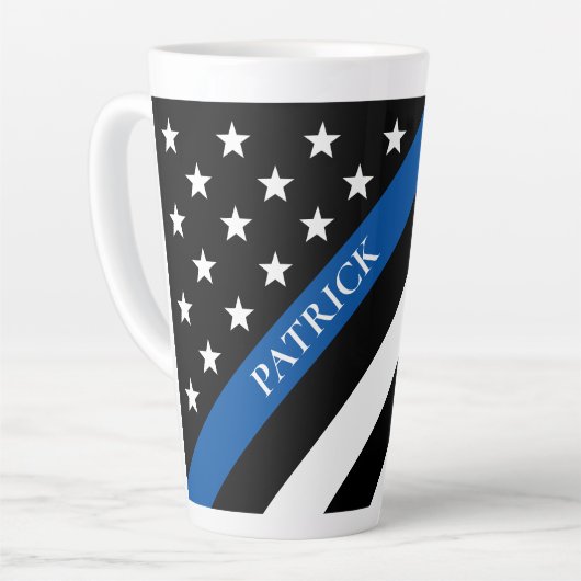 Name des Monogramms für das dünne blaue Line-Poliz Milchtasse (Linke Ecke)