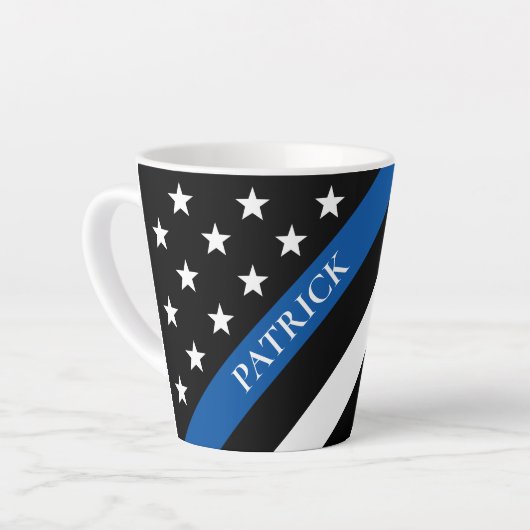 Name des Monogramms für das dünne blaue Line-Poliz Milchtasse (Linke Ecke)