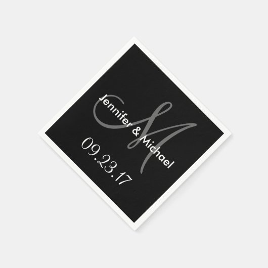 Name des Monogramms für das Hochzeitssehen Datum S Serviette (Ecke)