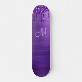 Name des Monogramms für das Lila Laufen des Glitze Skateboard