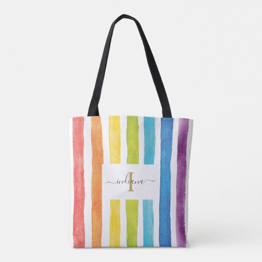 Name des Monogramms für das Rainbow-Wasserfarbenfe Tasche (Rückseite)