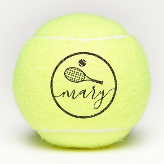 Name des Monogramms für das Skriptracket Tennisbälle (Vorderseite)
