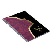 Name des Monogramms für das tiefe Ruby Black and G Notizblock (Rechte Seite)