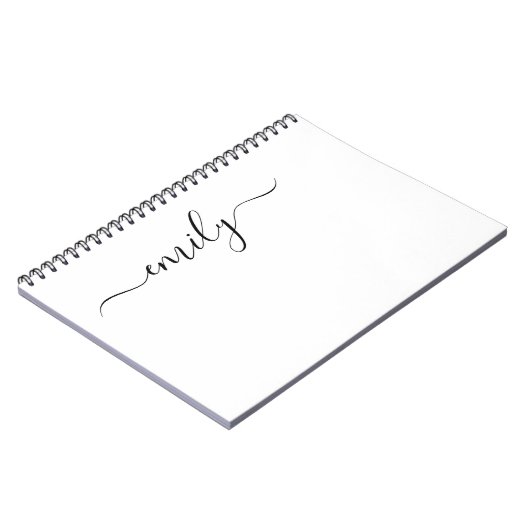 Name des Monogramms für das White Black Modern Notizblock (Linke Seite)