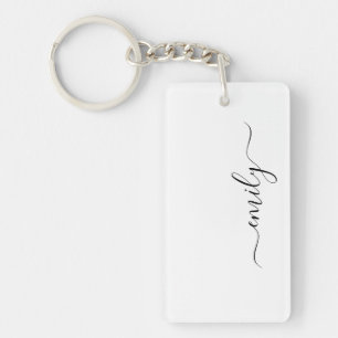 Name des Monogramms für das White Black Modern Schlüsselanhänger