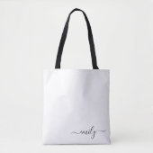Name des Monogramms für das White Black Modern Tasche (Vorderseite)