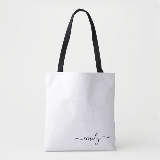 Name des Monogramms für das White Black Modern Tasche (Vorderseite)