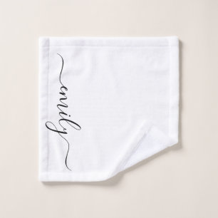 Name des Monogramms für das White Black Modern Waschlappen