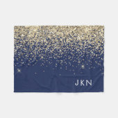 Name des Monogramms für den Blauen Girl-Glitzer Fleecedecke (Vorderseite (Horizontal))