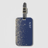 Name des Monogramms für den Blauen Girl-Glitzer Gepäckanhänger (Vorderseite Vertikal)