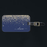 Name des Monogramms für den Blauen Girl-Glitzer Gepäckanhänger<br><div class="desc">Monogram Name und Initial Pillow für Gold und Navy Blue Sparkle Glitzer. Das Kissen macht den perfekten 16 Geburtstag,  Hochzeit,  Brautparty,  Babydusche oder Junggeselinnen-Abschied Geschenk für jemanden,  der sein Zimmer stilvoll dekoriert.</div>
