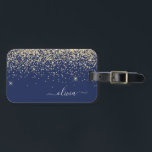 Name des Monogramms für den Blauen Girl-Glitzer Gepäckanhänger<br><div class="desc">Monogram Name und Initial Pillow für Gold und Navy Blue Sparkle Glitzer. Das Kissen macht den perfekten 16 Geburtstag,  Hochzeit,  Brautparty,  Babydusche oder Junggeselinnen-Abschied Geschenk für jemanden,  der sein Zimmer stilvoll dekoriert.</div>