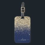 Name des Monogramms für den Blauen Girl-Glitzer Gepäckanhänger<br><div class="desc">Monogram Name und Initial Pillow für Gold und Navy Blue Sparkle Glitzer. Das Gepäcksack-Anhänger macht den perfekten 16 Geburtstag,  Hochzeit,  Brautparty,  Babydusche oder Junggeselinnen-Abschied Geschenk für jemanden,  der sein Zimmer stilvoll dekoriert.</div>