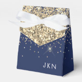Name des Monogramms für den Blauen Girl-Glitzer Geschenkschachtel (Vorderseite)