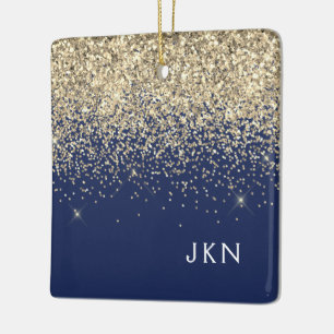 Name des Monogramms für den Blauen Girl-Glitzer Keramikornament
