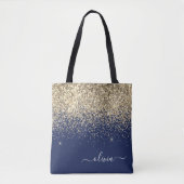 Name des Monogramms für den Blauen Girl-Glitzer Tasche (Vorderseite)
