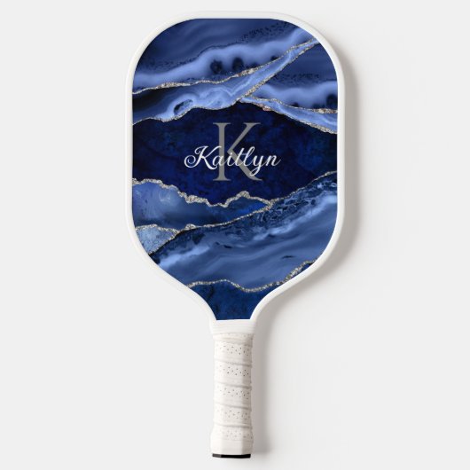 Name des Monogramms für den EleganBlue Agate Silve Pickleball Schläger (Rückseite)