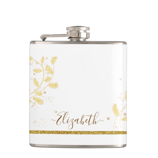 Name des Monogramms für den Elegangolden Glitzer Flachmann (Vorderseite)