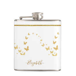 Name des Monogramms für den Elegangolden Glitzer Flachmann