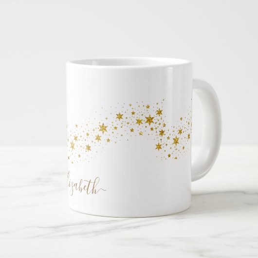 Name des Monogramms für den Elegangolden Glitzer Jumbo-Tasse (Vorderseite Rechts)