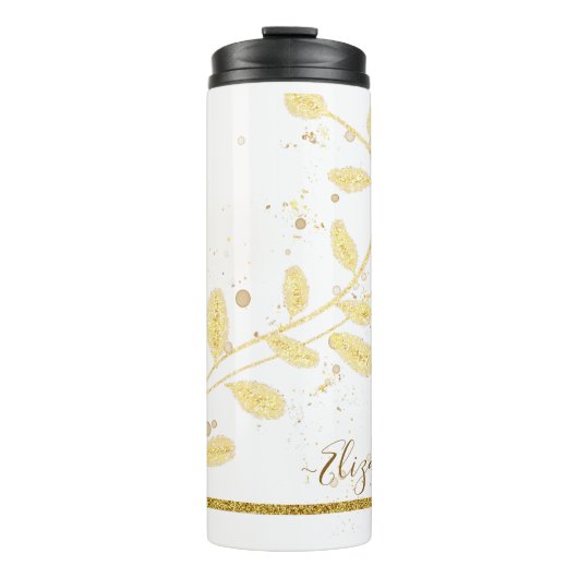 Name des Monogramms für den Elegangolden Glitzer Thermosbecher (Vorderseite)