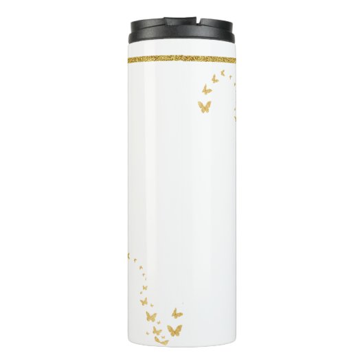 Name des Monogramms für den Elegangolden Glitzer Thermosbecher (Rückseite)