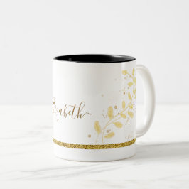Name des Monogramms für den Elegangolden Glitzer Zweifarbige Tasse