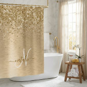 Name des Monogramms für den Glitzer aus goldgegoss Duschvorhang
