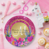 Name des Monogramms für den Glitzer aus goldgegoss Pappteller (Party)