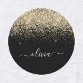 Name des Monogramms für den Gold Black Glitzer Chi Etiketten (Design 1)