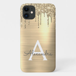 Name des Monogramms für den Gold-Glitzer-Brushed Case-Mate iPhone Hülle