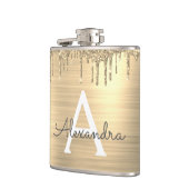 Name des Monogramms für den Gold-Glitzer-Brushed Flachmann (Links)