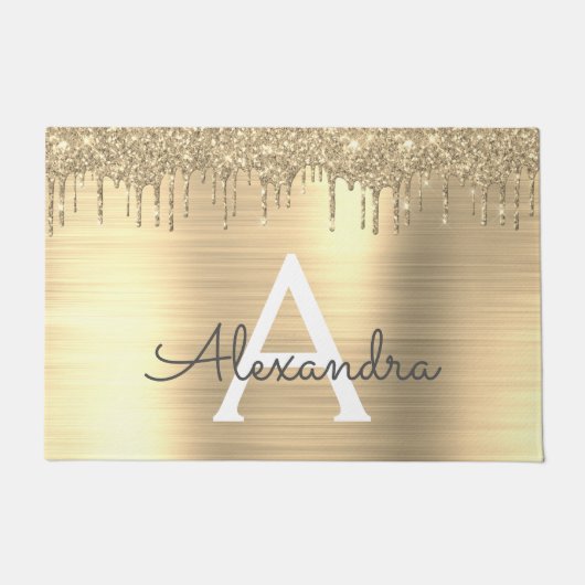 Name des Monogramms für den Gold-Glitzer-Brushed Fußmatte (Vorderseite)