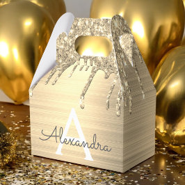 Name des Monogramms für den Gold-Glitzer-Brushed Geschenkschachtel