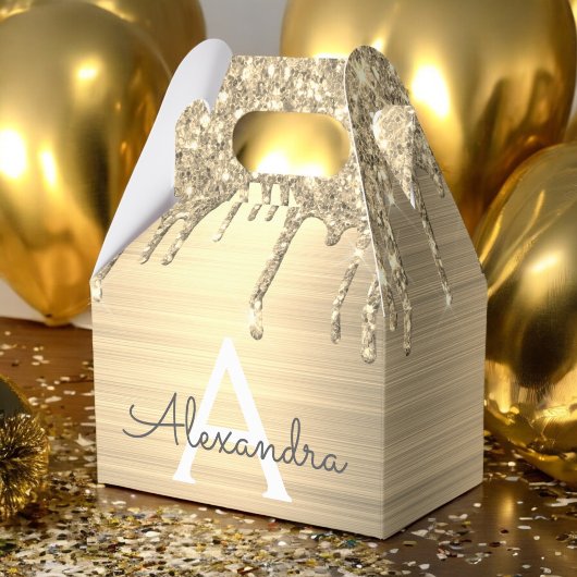 Name des Monogramms für den Gold-Glitzer-Brushed Geschenkschachtel