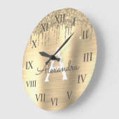 Name des Monogramms für den Gold-Glitzer-Brushed Große Wanduhr (Winkel)
