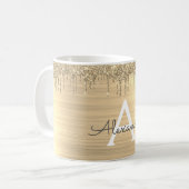 Name des Monogramms für den Gold-Glitzer-Brushed Kaffeetasse (Vorderseite Links)