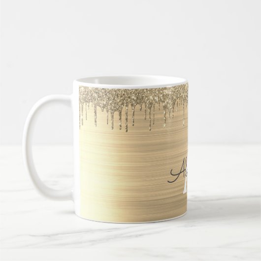 Name des Monogramms für den Gold-Glitzer-Brushed Kaffeetasse (Links)