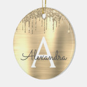 Name des Monogramms für den Gold-Glitzer-Brushed Keramik Ornament (Links)