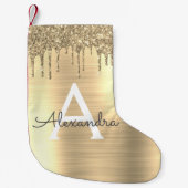 Name des Monogramms für den Gold-Glitzer-Brushed Kleiner Weihnachtsstrumpf (Vorderseite)