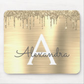 Name des Monogramms für den Gold-Glitzer-Brushed Mousepad (Vorne)