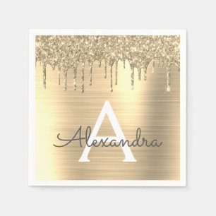 Name des Monogramms für den Gold-Glitzer-Brushed Serviette