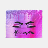 Name des Monogramms für den lila Glitzer, Sparkeil Fleecedecke (Vorderseite (Horizontal))