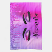Name des Monogramms für den lila Glitzer, Sparkeil Geschirrtuch (Vertikal)